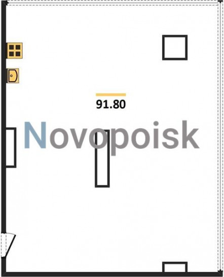 Однокомнатная квартира 91.8 м²
