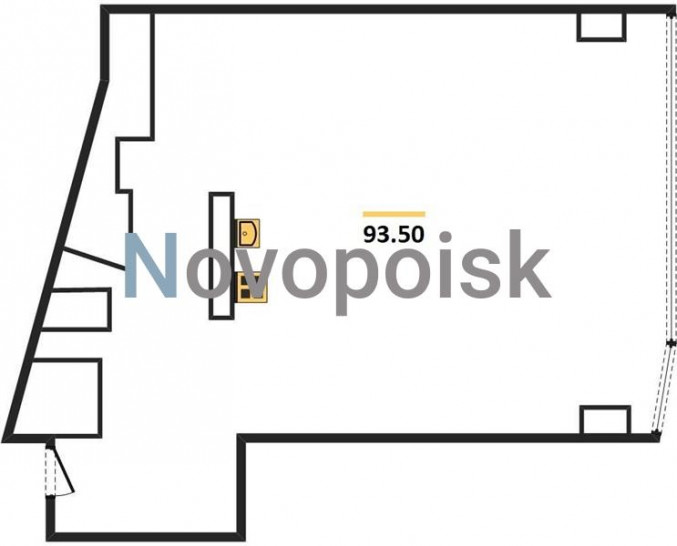 Однокомнатная квартира 93.5 м²