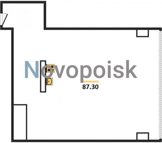 Однокомнатная квартира 87.3 м²