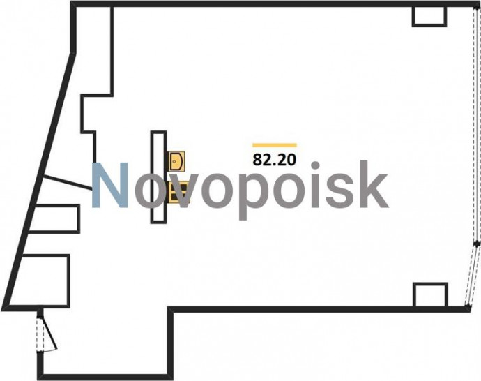 Однокомнатная квартира 82.2 м²