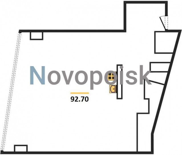 Однокомнатная квартира 92.7 м²