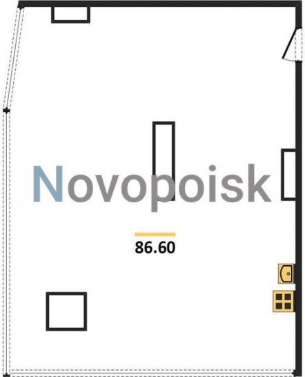 Однокомнатная квартира 86.6 м²