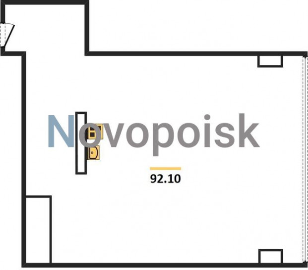 Однокомнатная квартира 92.1 м²