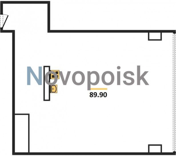 Однокомнатная квартира 89.9 м²