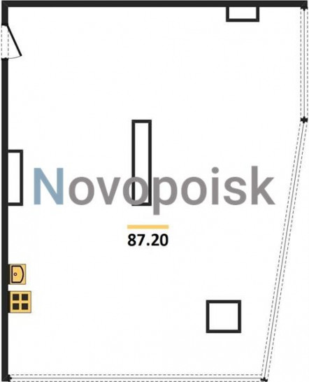 Однокомнатная квартира 87.2 м²